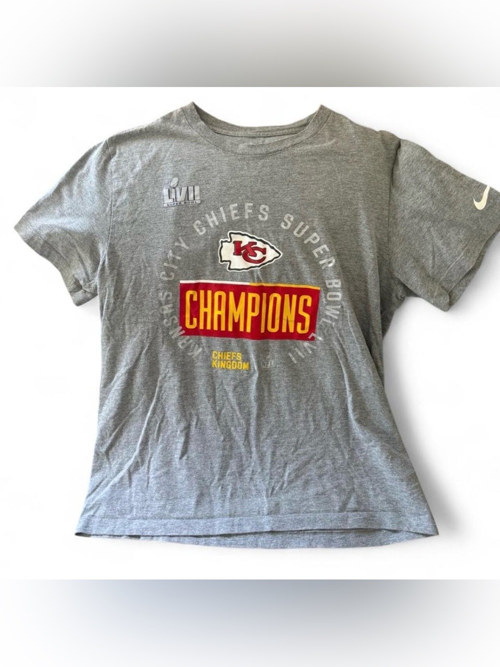 Nike NFL Kansas City Chiefs Super Bowl Champions Grey Tee Sz L
